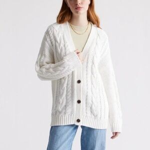 Quince Organic Cotton Oversized Cable Cardigan XS